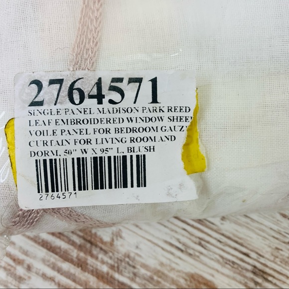 MADISON PARK Reed Leaf Embroidered Window Sheer Voile Panel Blush 50 x 95 NEW - Picture 4 of 6